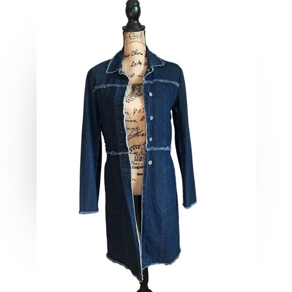 Lazer Jeans Jackets & Blazers - Vintage denim jacket distressed fringe long line 90’s Y2K artsy streetwear chic